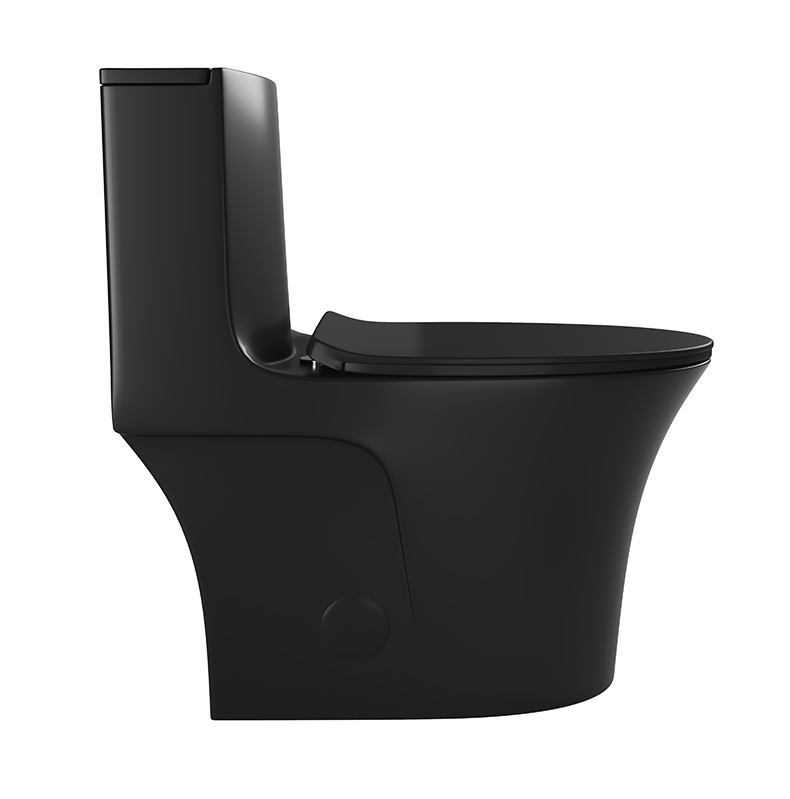 T008-BKD  1.1/1.60 GPF Dual-Flush Toilet Modern Elongated Comfort Height Floor Mounted  One Piece Toilet Glazed Surface (Seat Included )